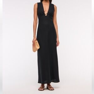 Abercrombie & Fitch Black Maxi Dress with Deep V